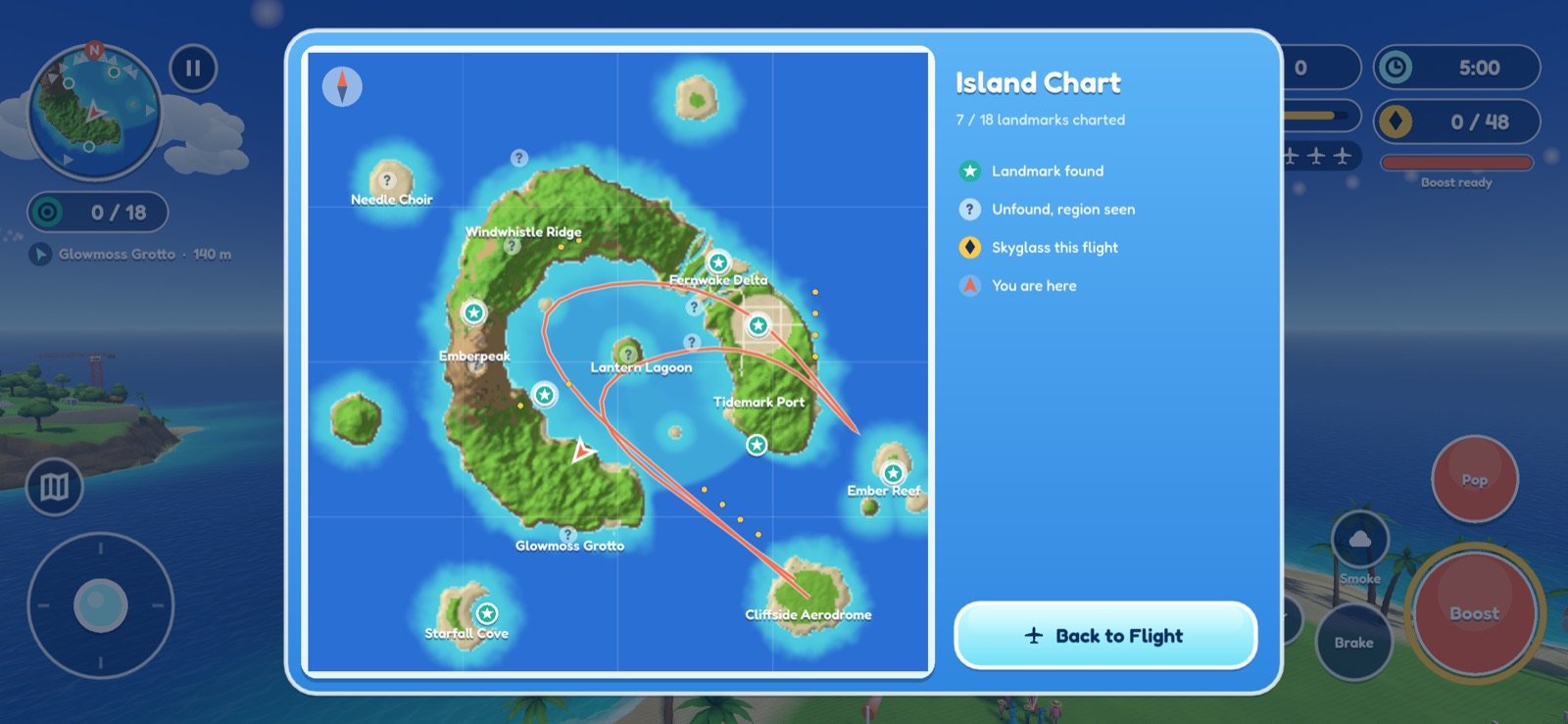 The island chart showing landmarks